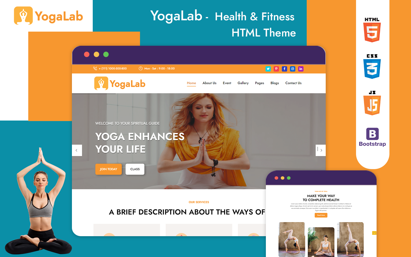 YogaLab – Yoga and Meditation, Health & Fitness HTML Theme