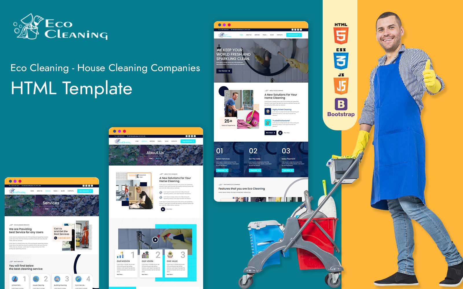 Eco Cleaning – House Cleaning Companies HTML Template