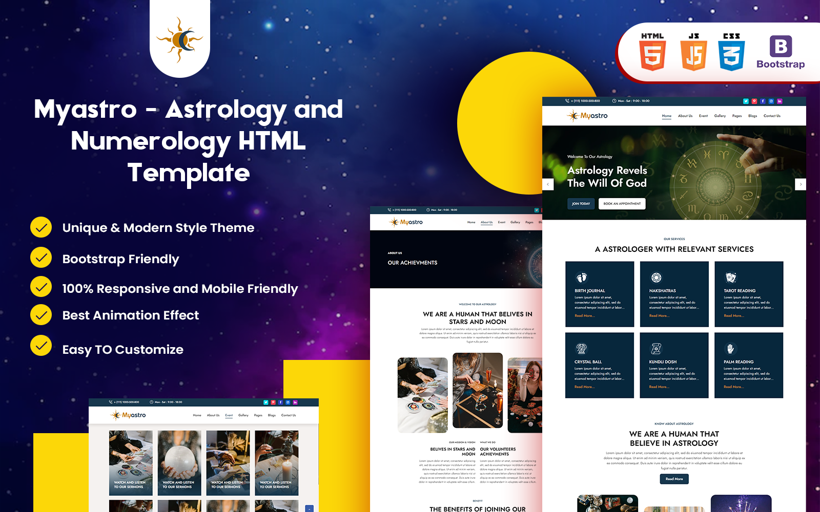 Myastro – Astrology and Numerology HTML Template